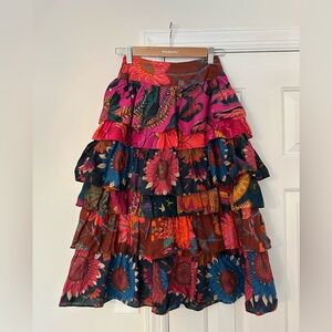 Farm Rio ruffle midi skirt